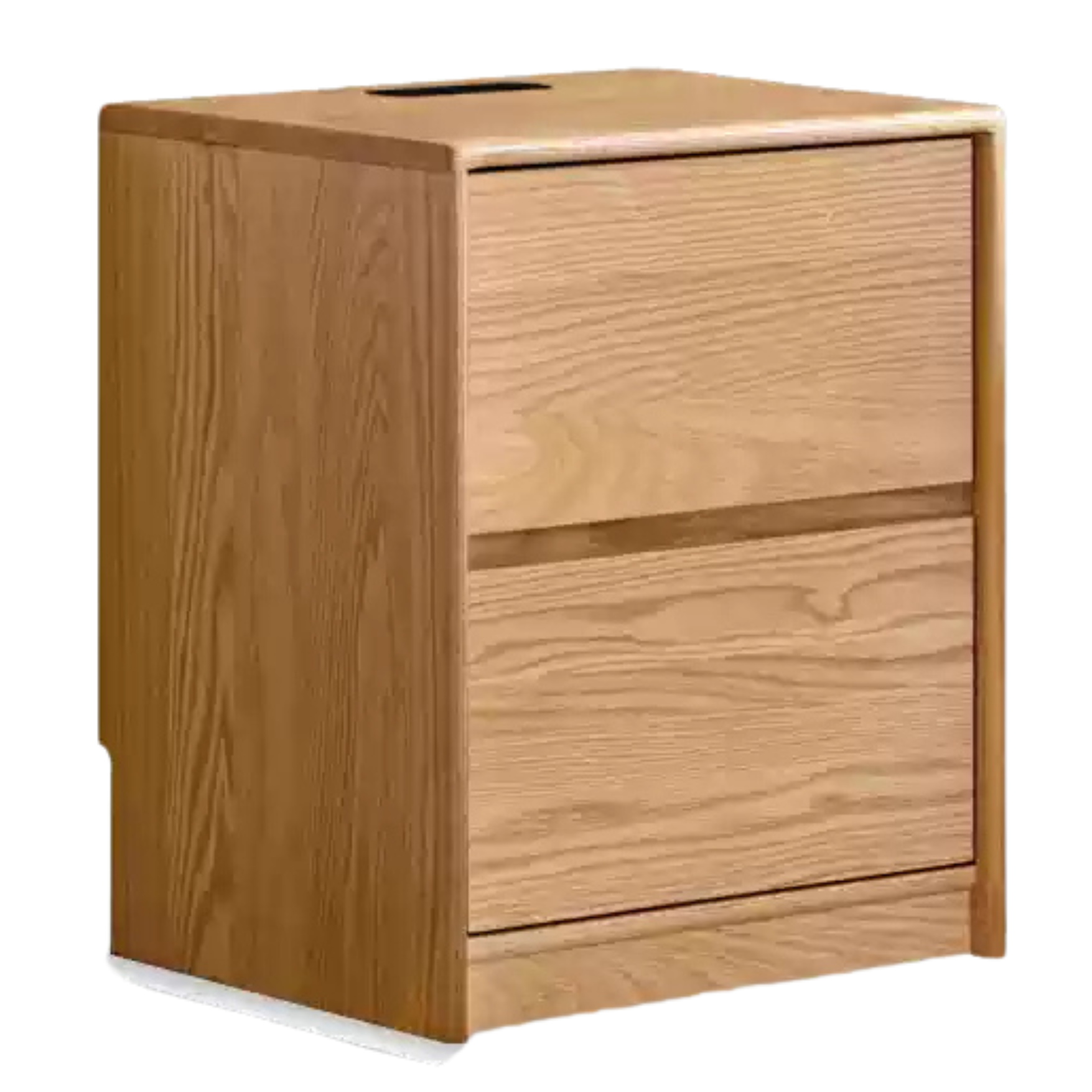 Oak Solid Wood Two Drawer Nightstand.
