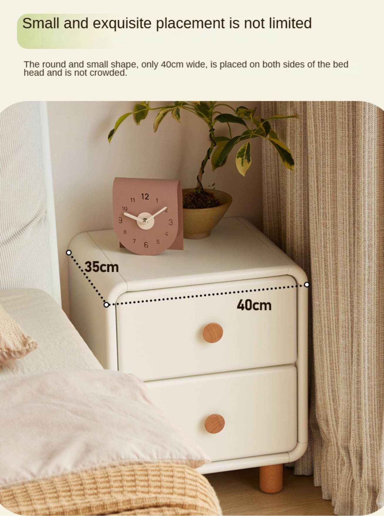 Poplar Solid Wood, Solid Rubberwood Nightstand Cream Style White Cabinet)