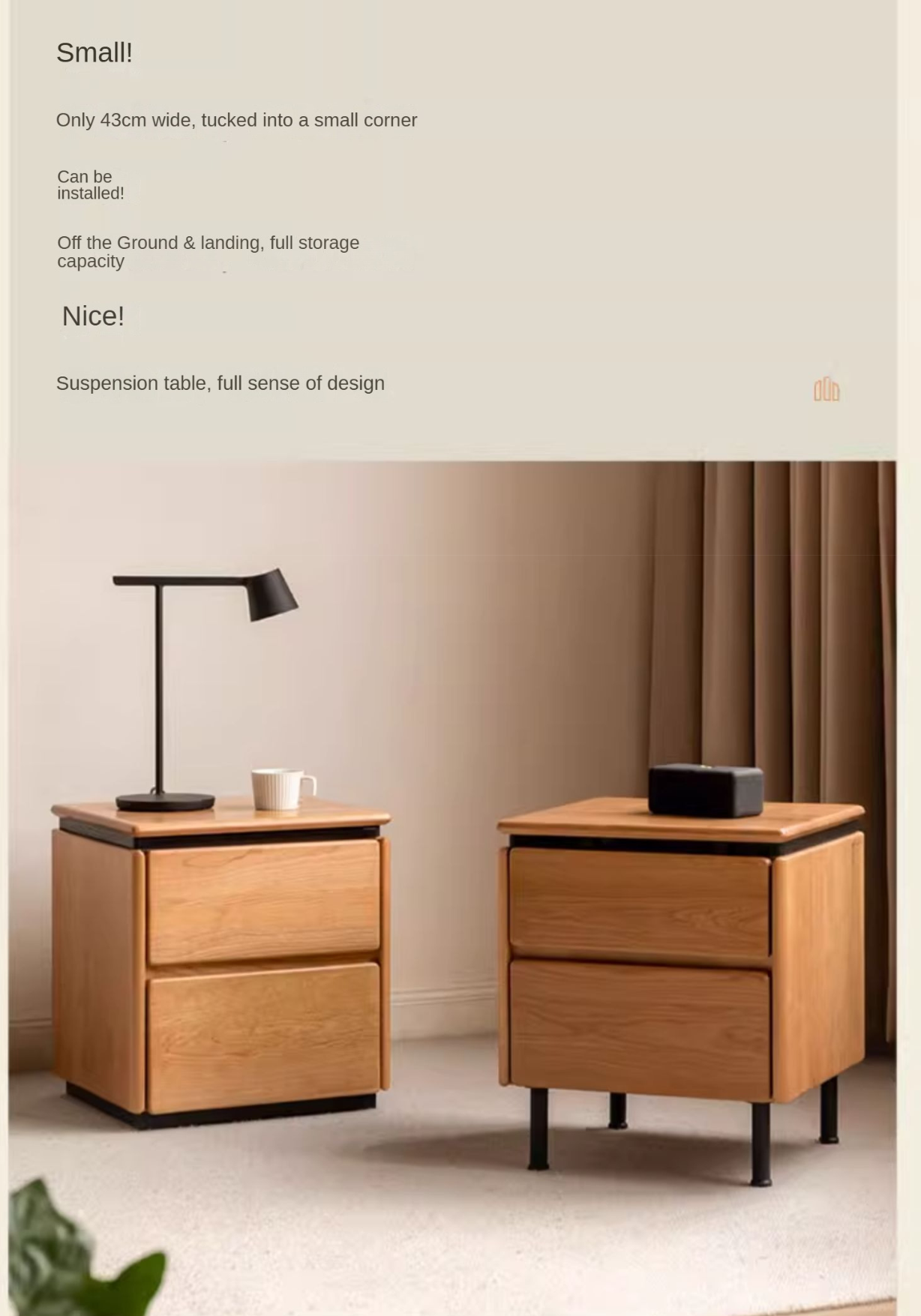 Cherry Solid Wood Retro Nightstand