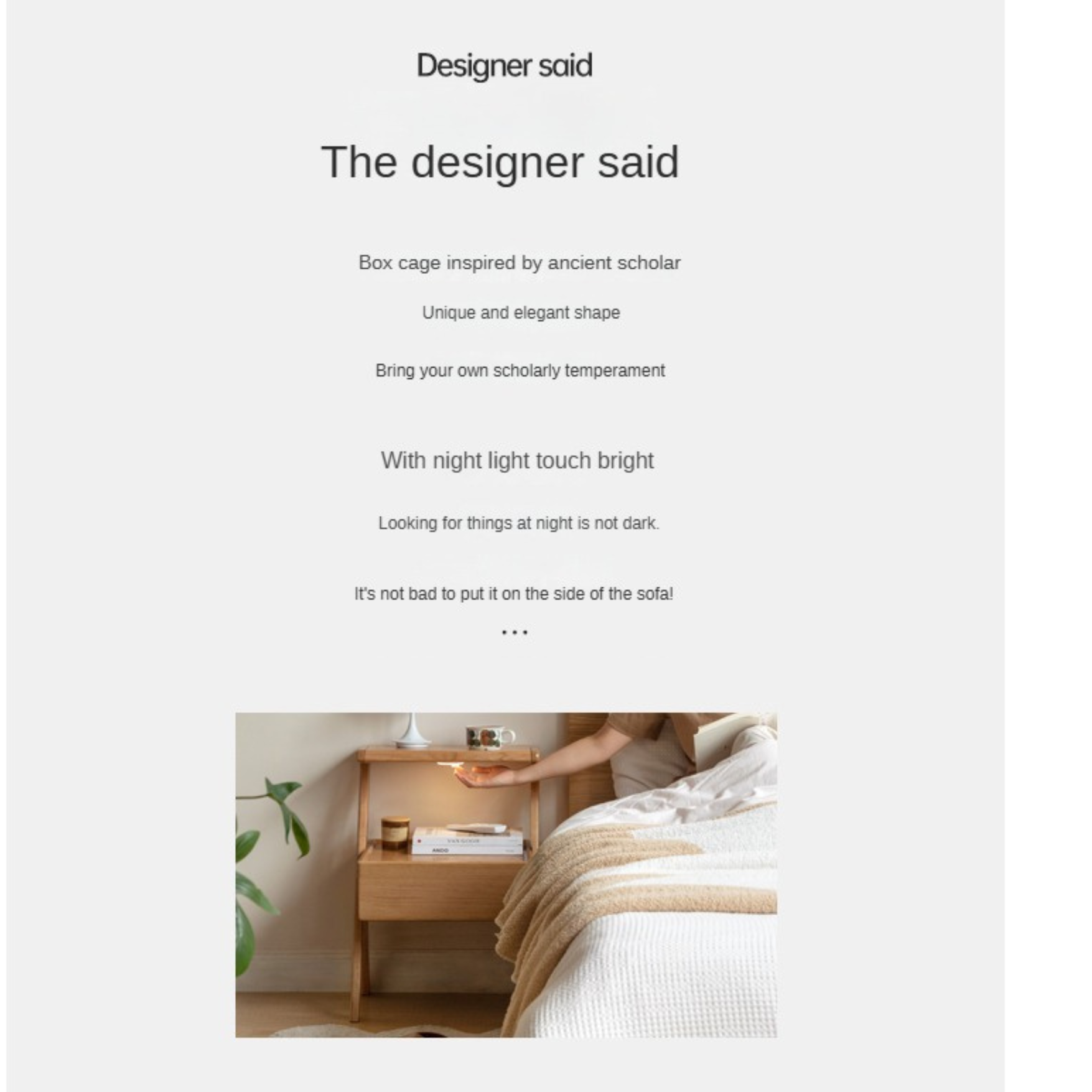 Oak Solid Wood Nightstand Rack Integrated Light.