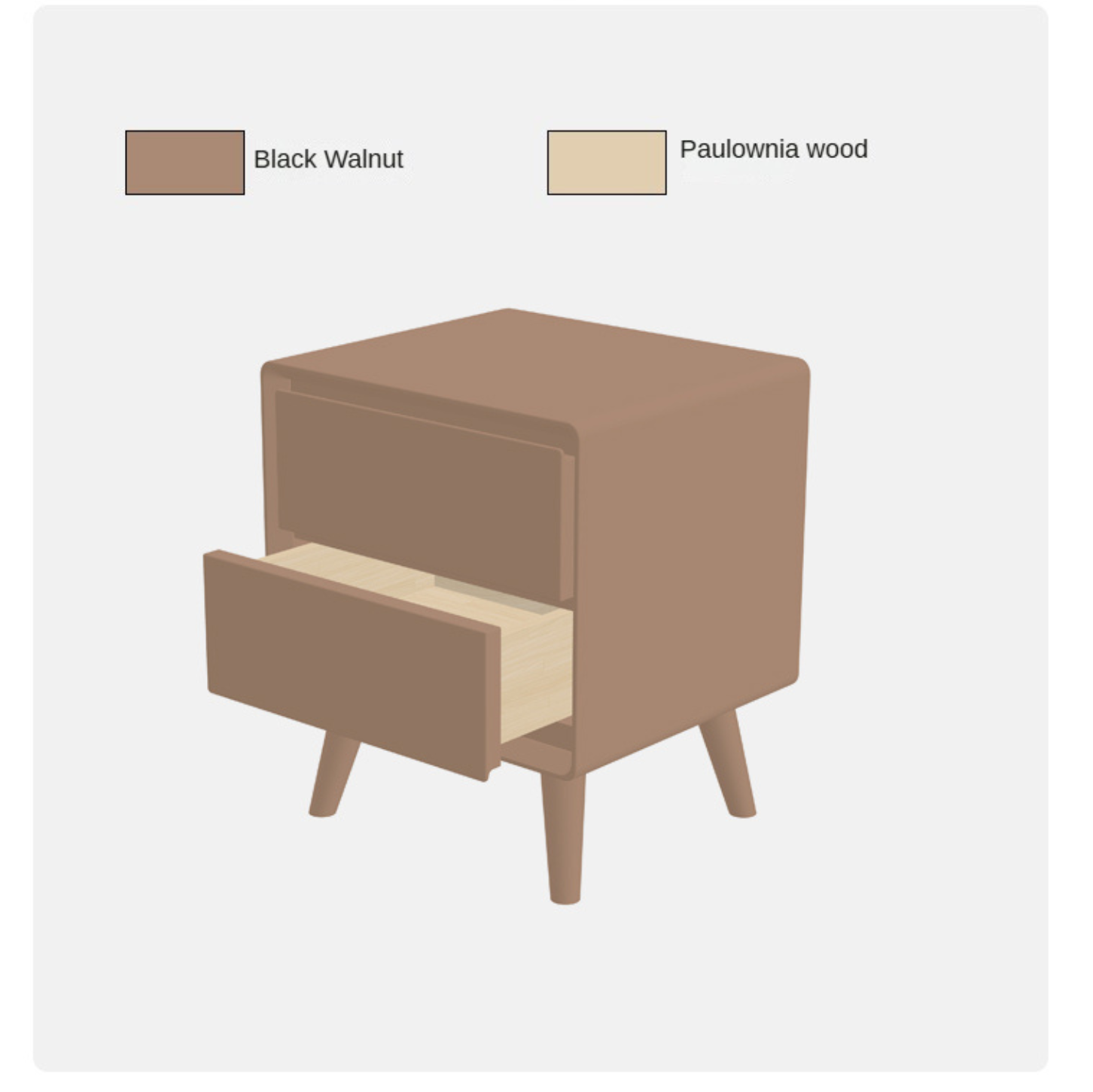 Black Walnut, South American Walnut, White Ash, Oak Solid Wood, Solid Longan Hardwood Classic Nightstand.