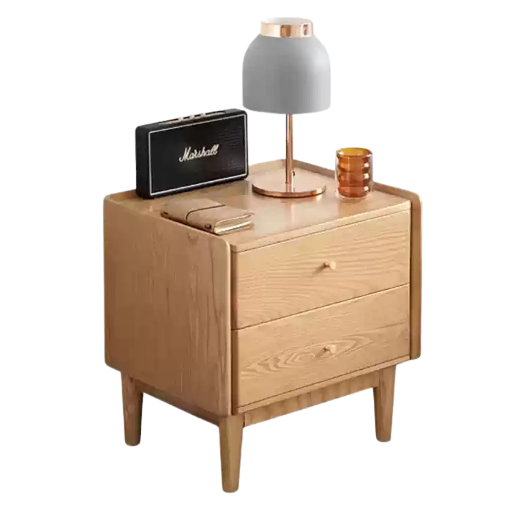 Ash Solid Wood Modern Nightstand.
