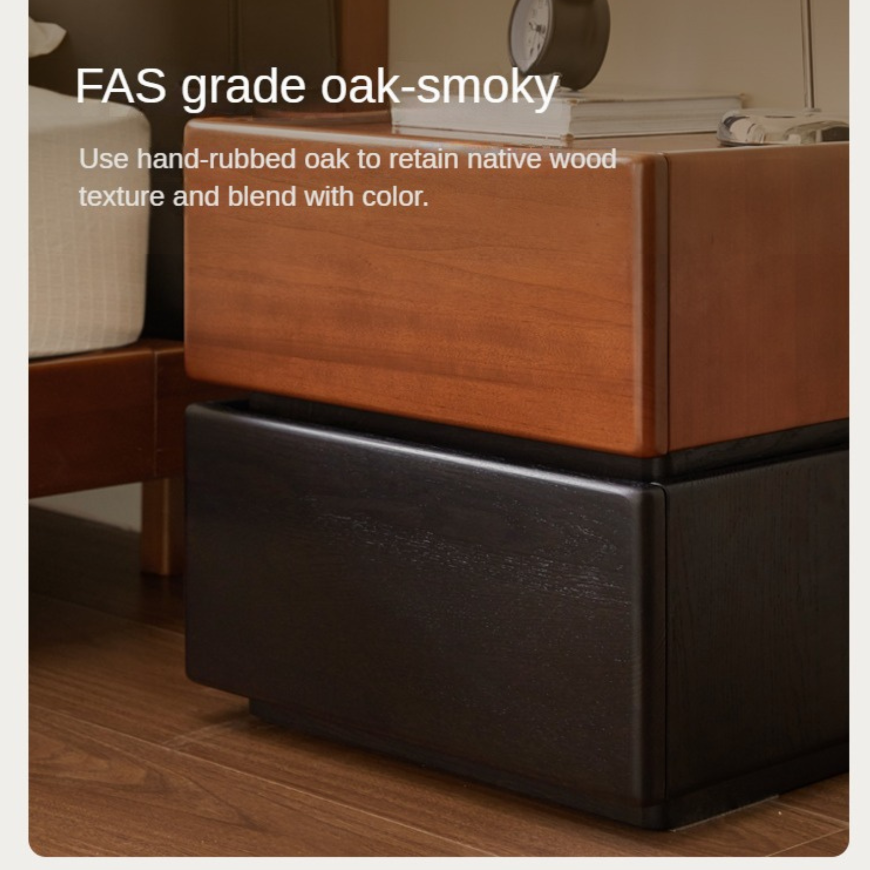 Oak, Poplar Solid Wood Nightstand