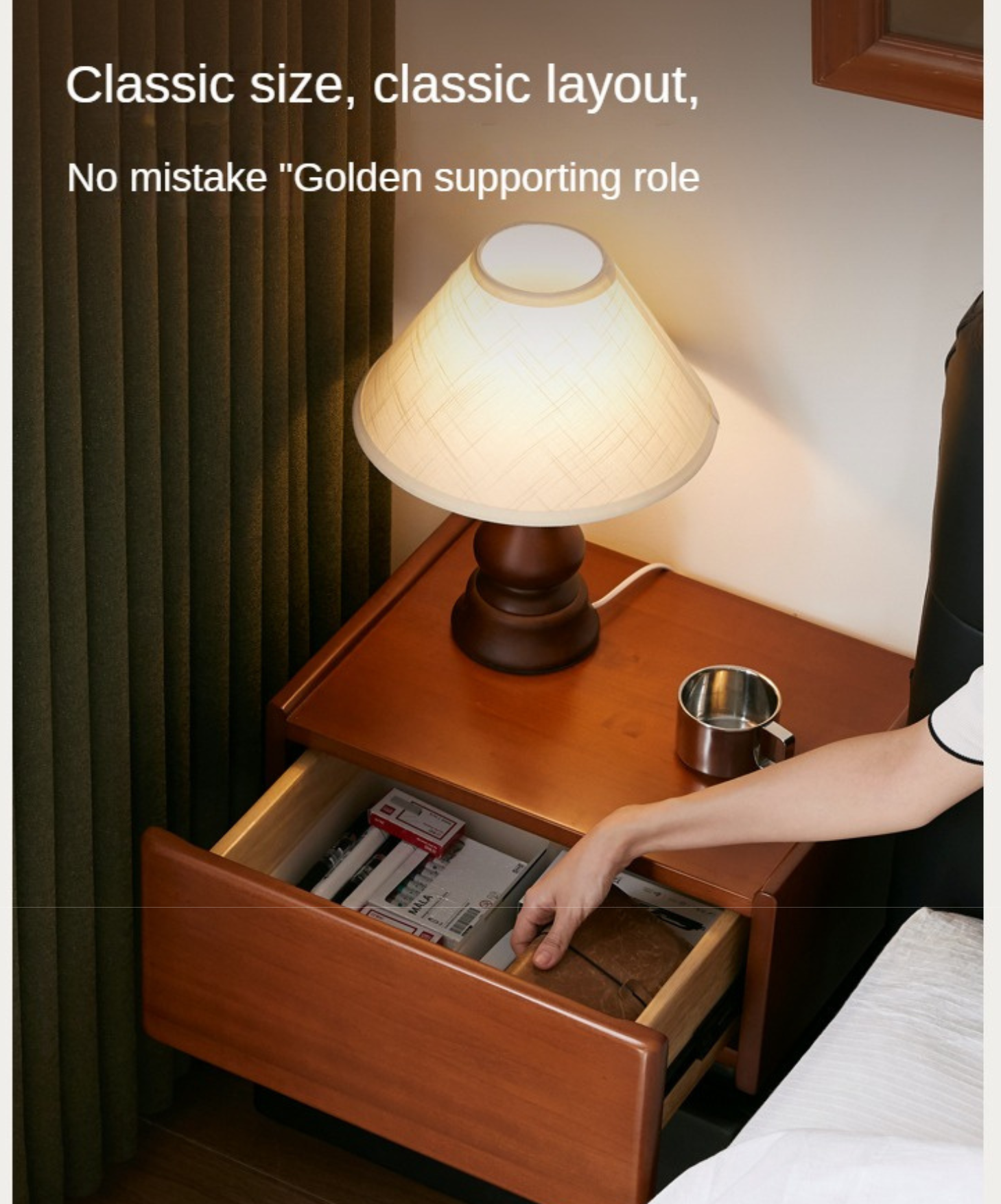 Oak, Poplar Solid Wood Nightstand