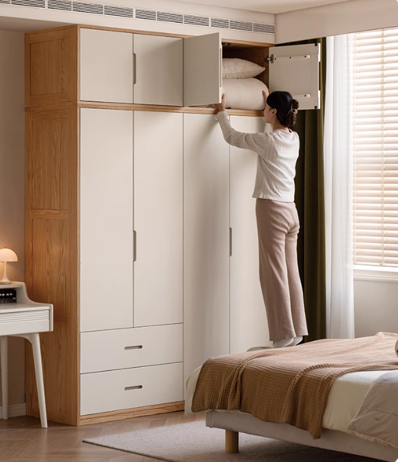 Oak Solid Wood Wardrobe Floor Combination Cabinet.