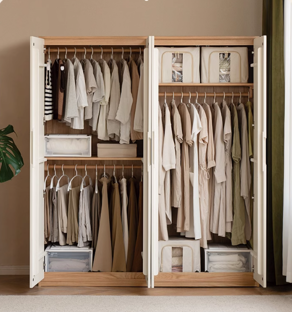 Oak Solid Wood Wardrobe Floor Combination Cabinet.