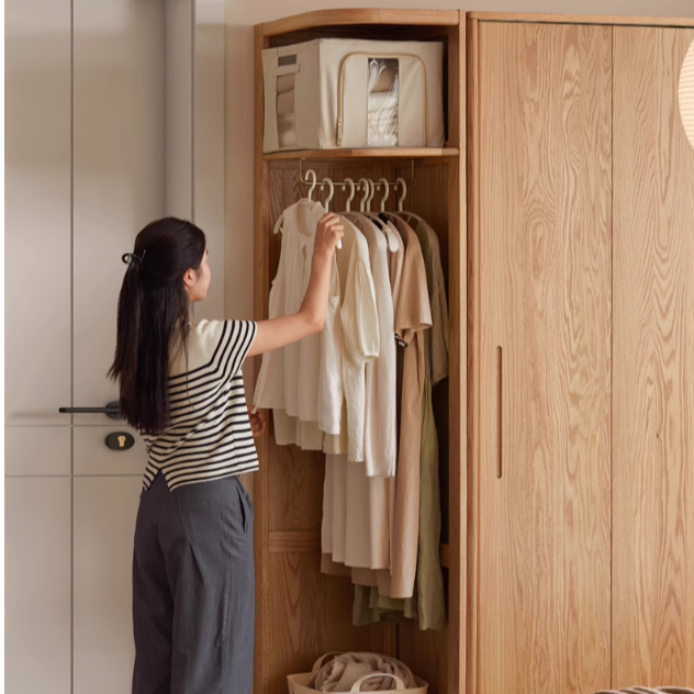 Oak, Cherry Solid Wood Corner Triangle Cabinet Corner Wardrobe.