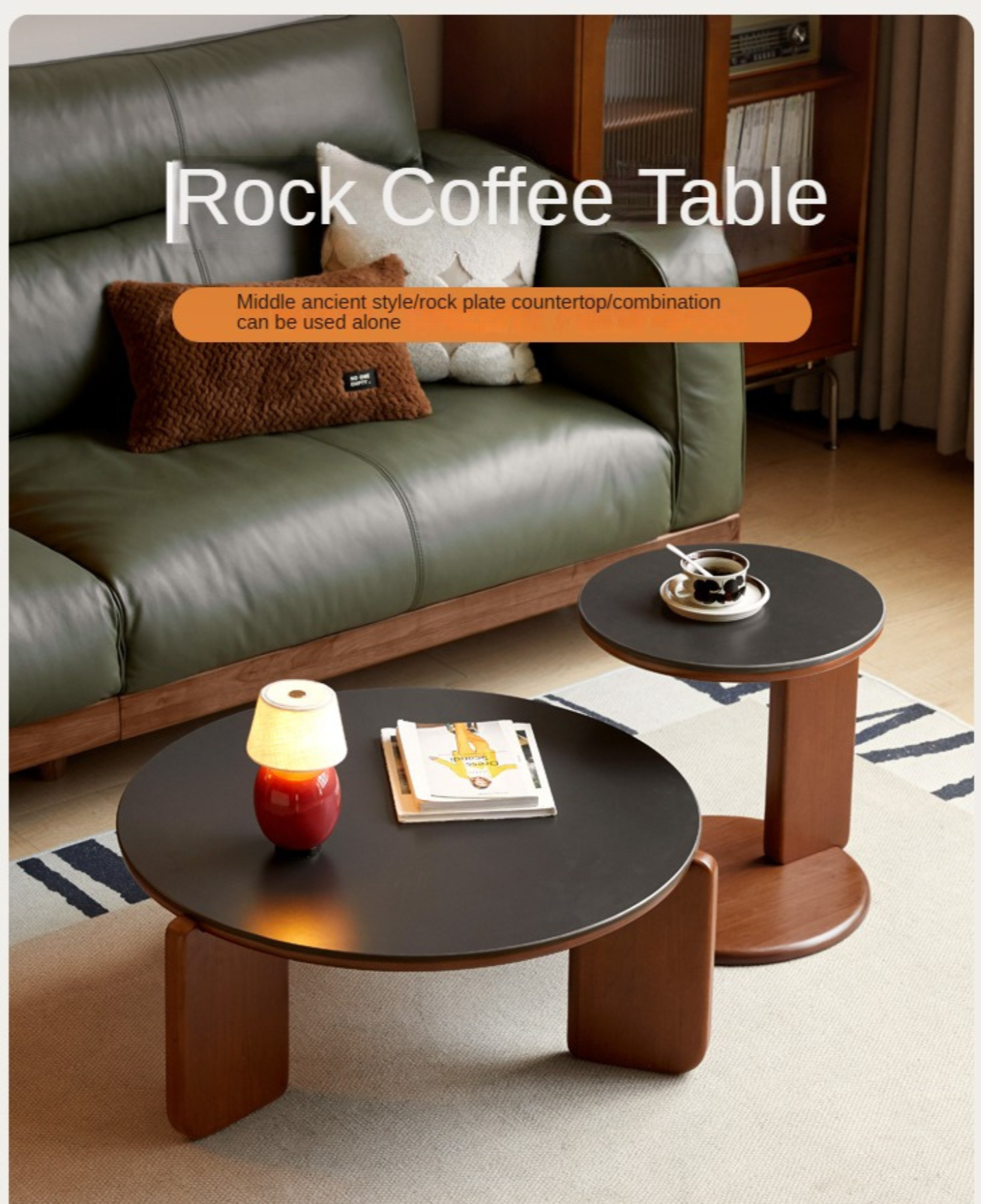 Poplar Solid Wood Rock Board Coffee Table