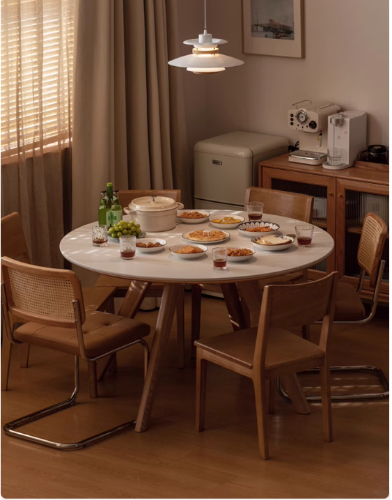 Ash Solid Wood Modern Rock Round Table.