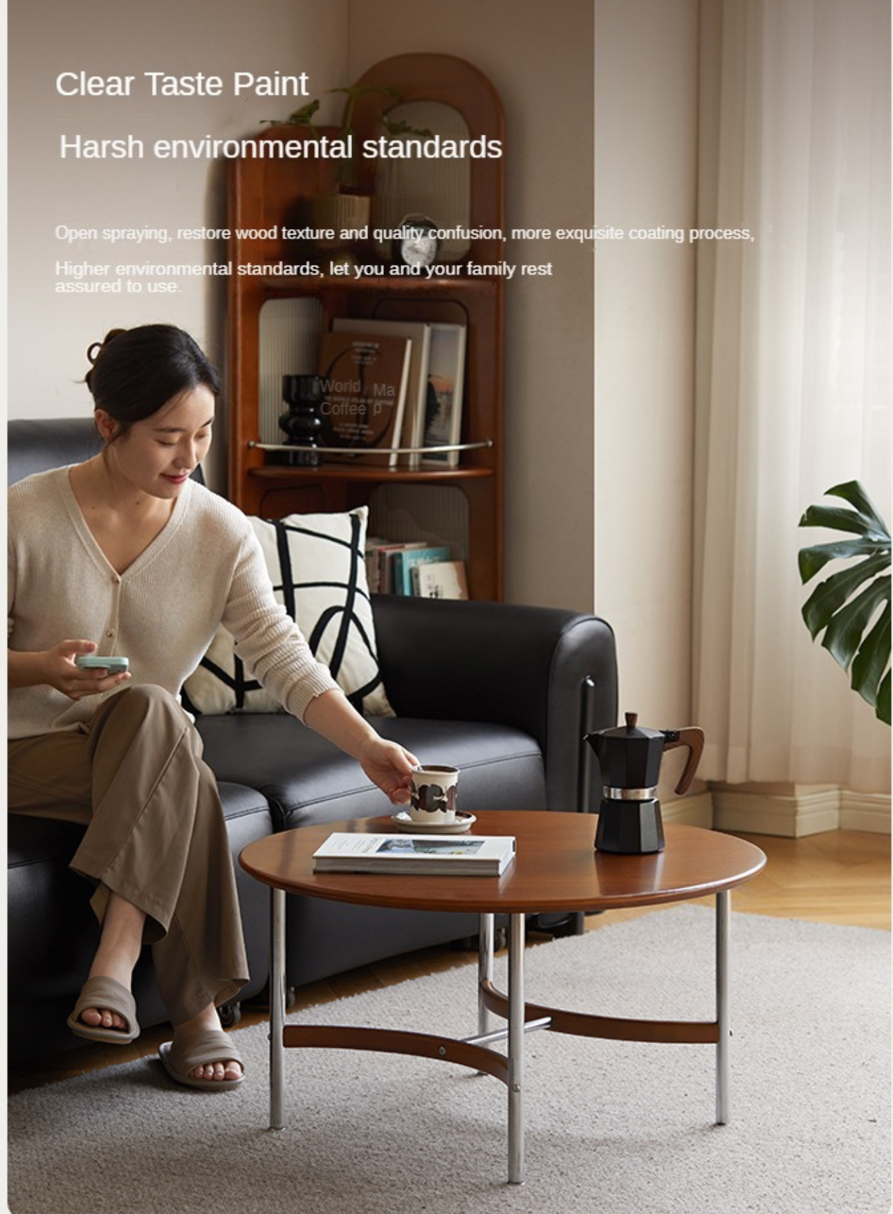 Poplar Solid Wood American Retro Coffee Table.