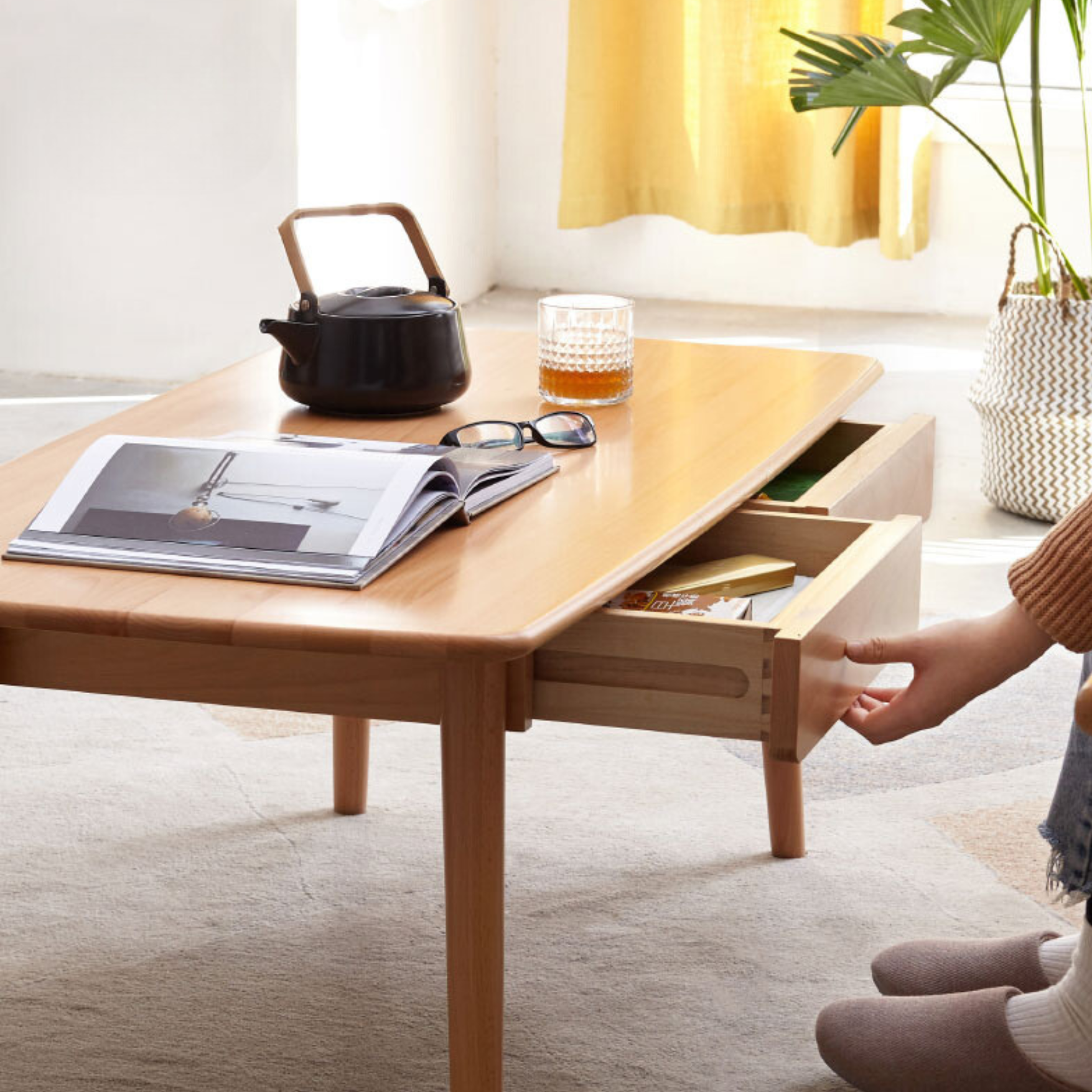 Beech Solid Wood Coffee Table