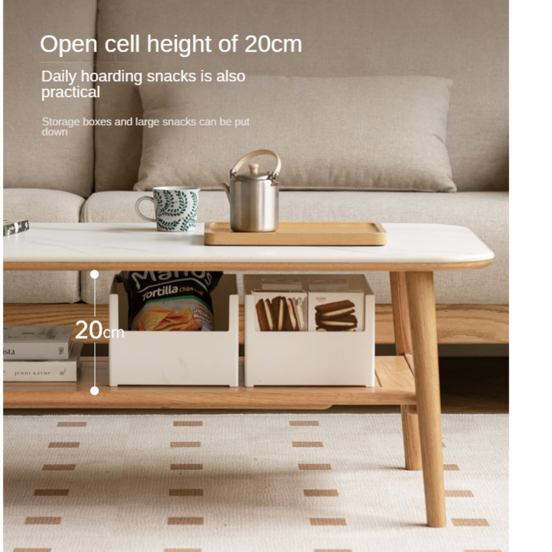 Oak, Beech Solid Wood Slate Coffee Table