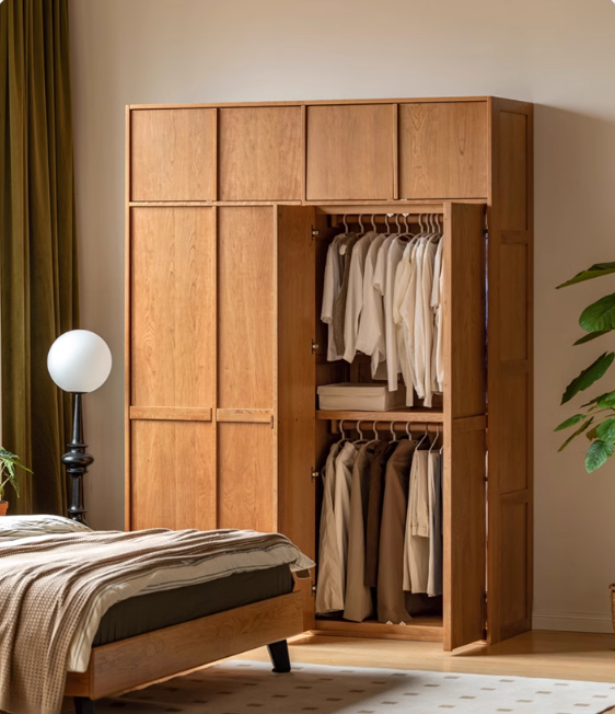 Cherry Solid Wood Middle Ages Skeleton Line Large Wardrobe.
