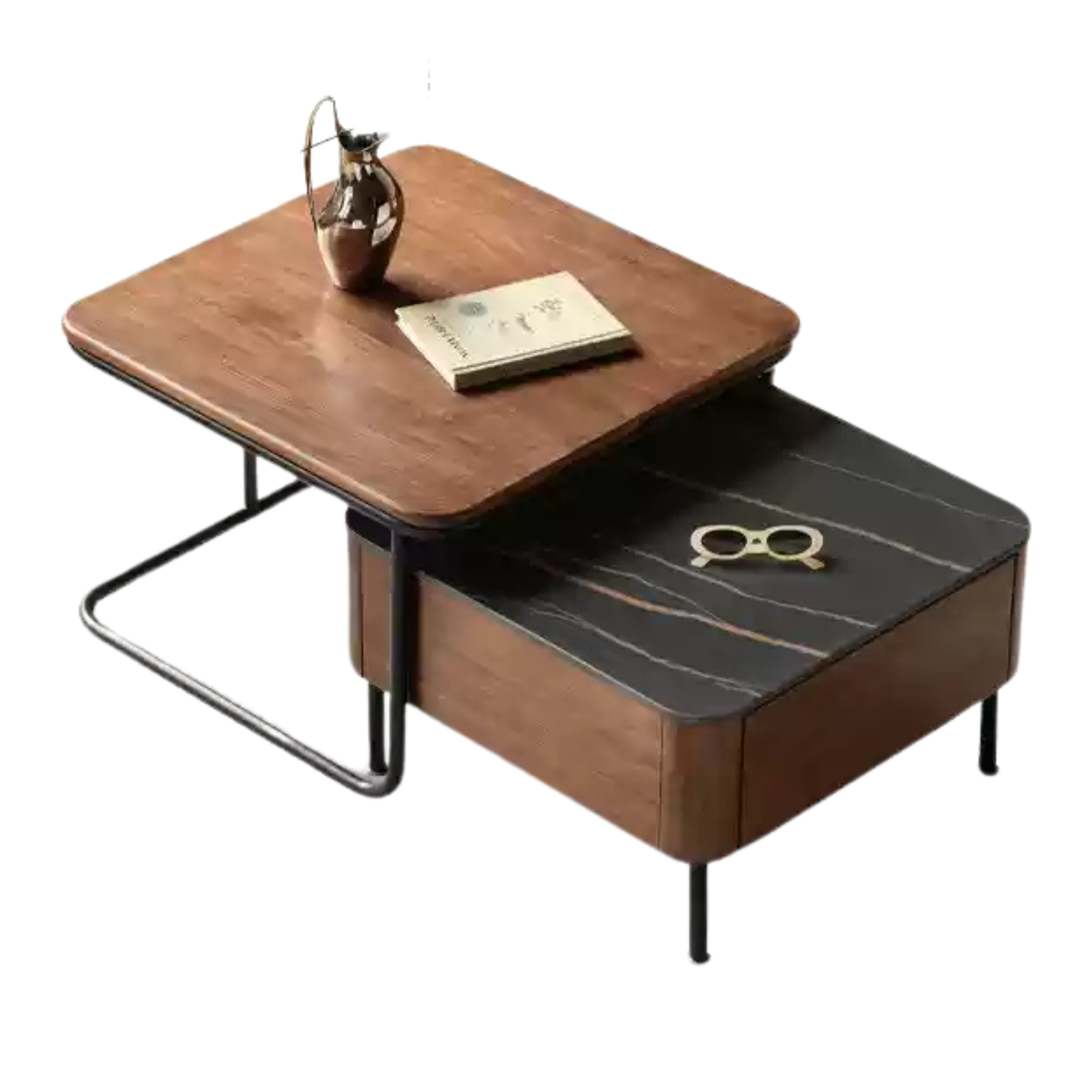 Sandalwood, Oak, Black Walnut Solid Wood Slate Top Coffee Table