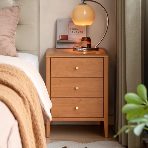 Cherry Solid Wood Floor Three Drawer Nightstand