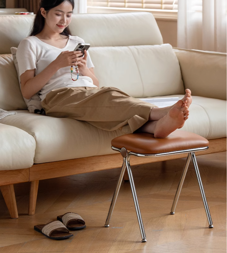Organic Leather Soft Package Makeup Stool