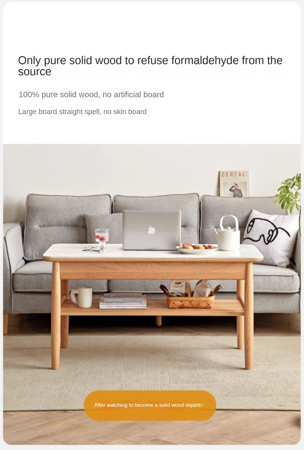 Oak Solid Wood Rock Plates Coffee Table