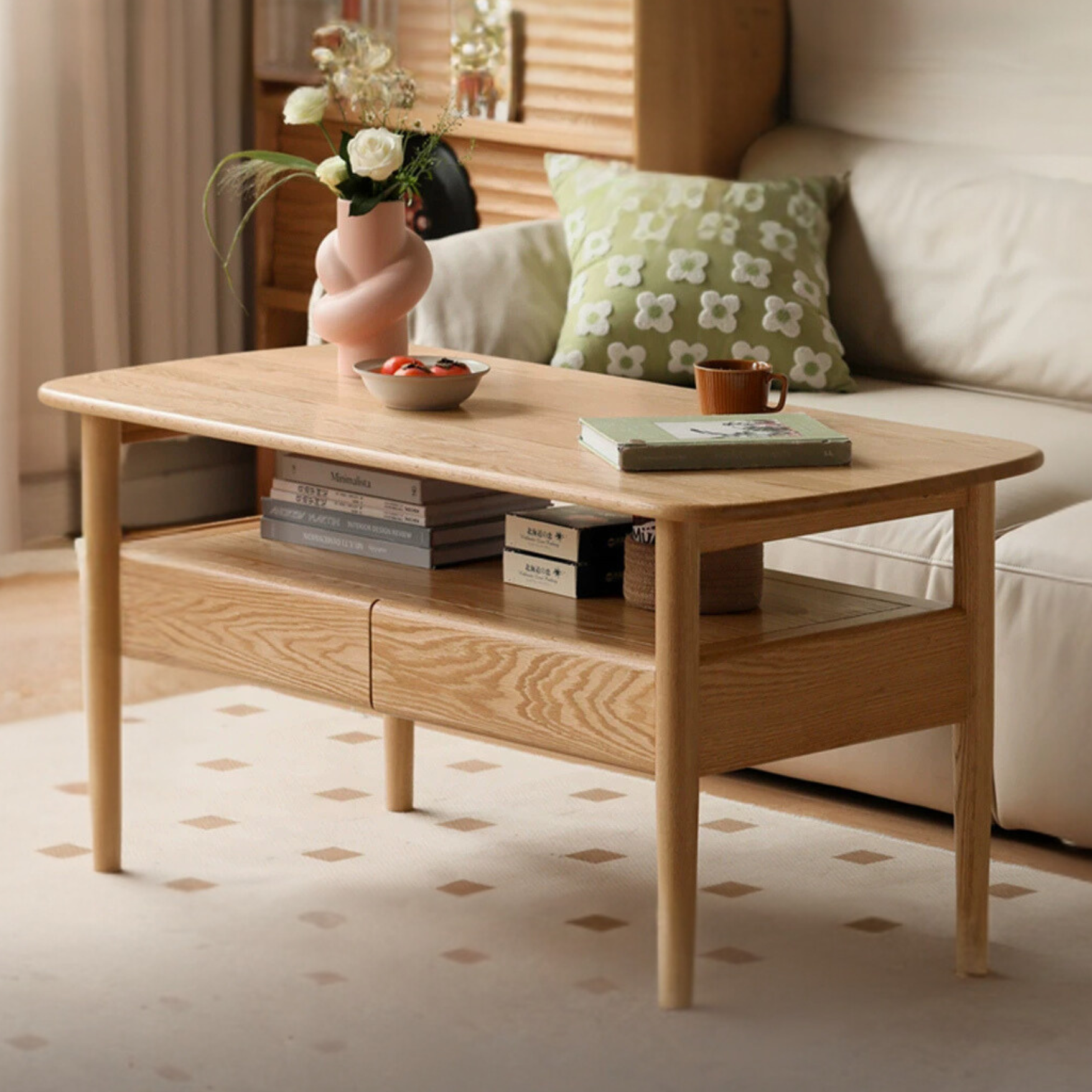 Oak Solid Wood High-leg Coffee Table