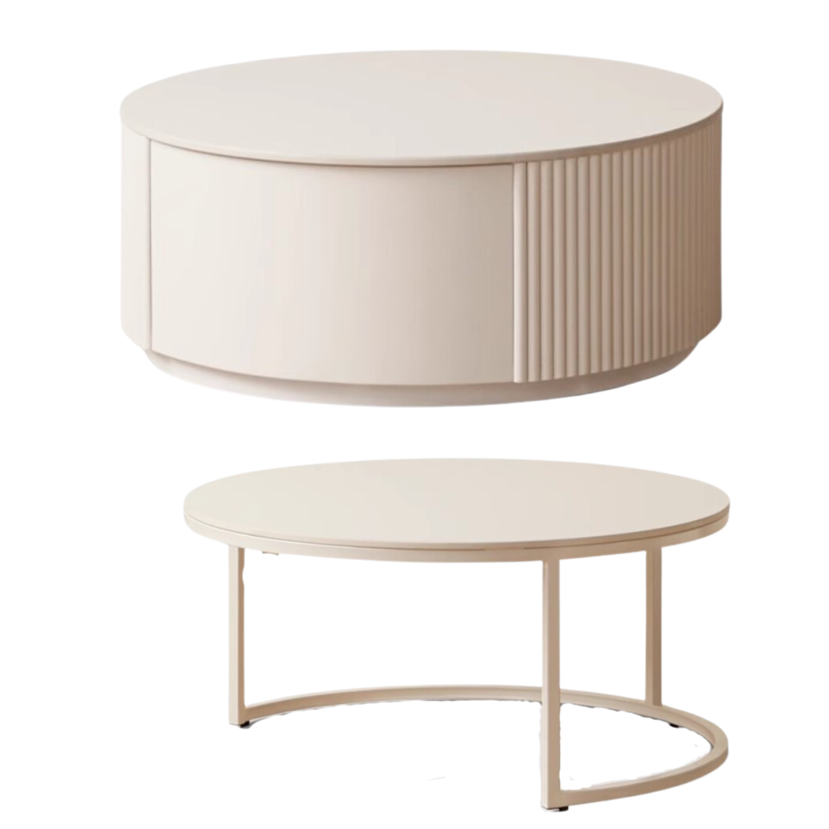 Ash Solid Wood Milk Oil Wind Combination Storage Rock Coffee Table.