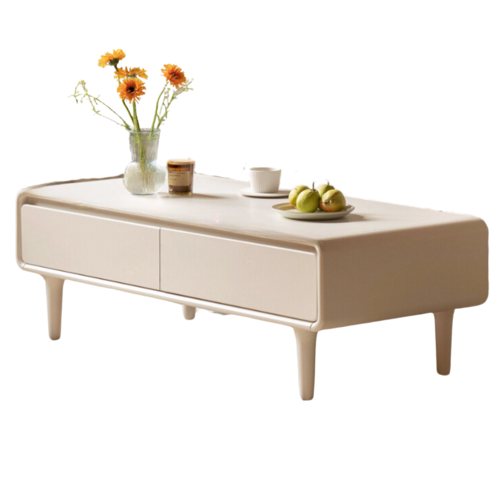Rubber Wood Cream Coffee Table