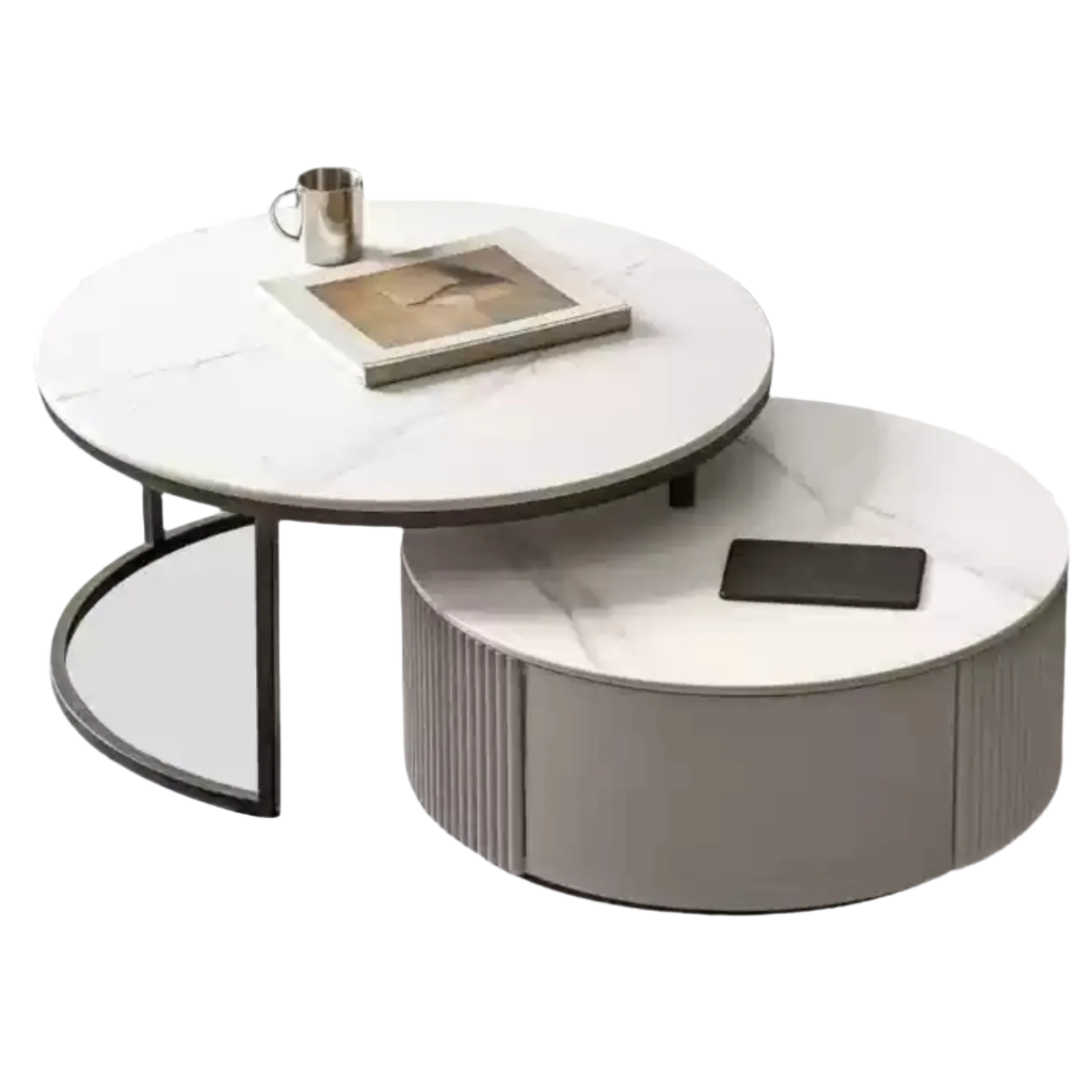 Oak Solid Wood French Light Luxury Rock Plate Coffee Table