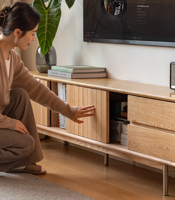 Oak Solid Wood Modern TV Сabinet.
