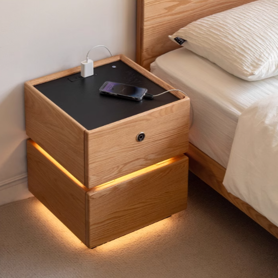 Ash, Oak, Sandalwood Multifunctional Nightstand