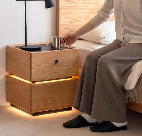 Ash, Oak, Sandalwood Multifunctional Nightstand