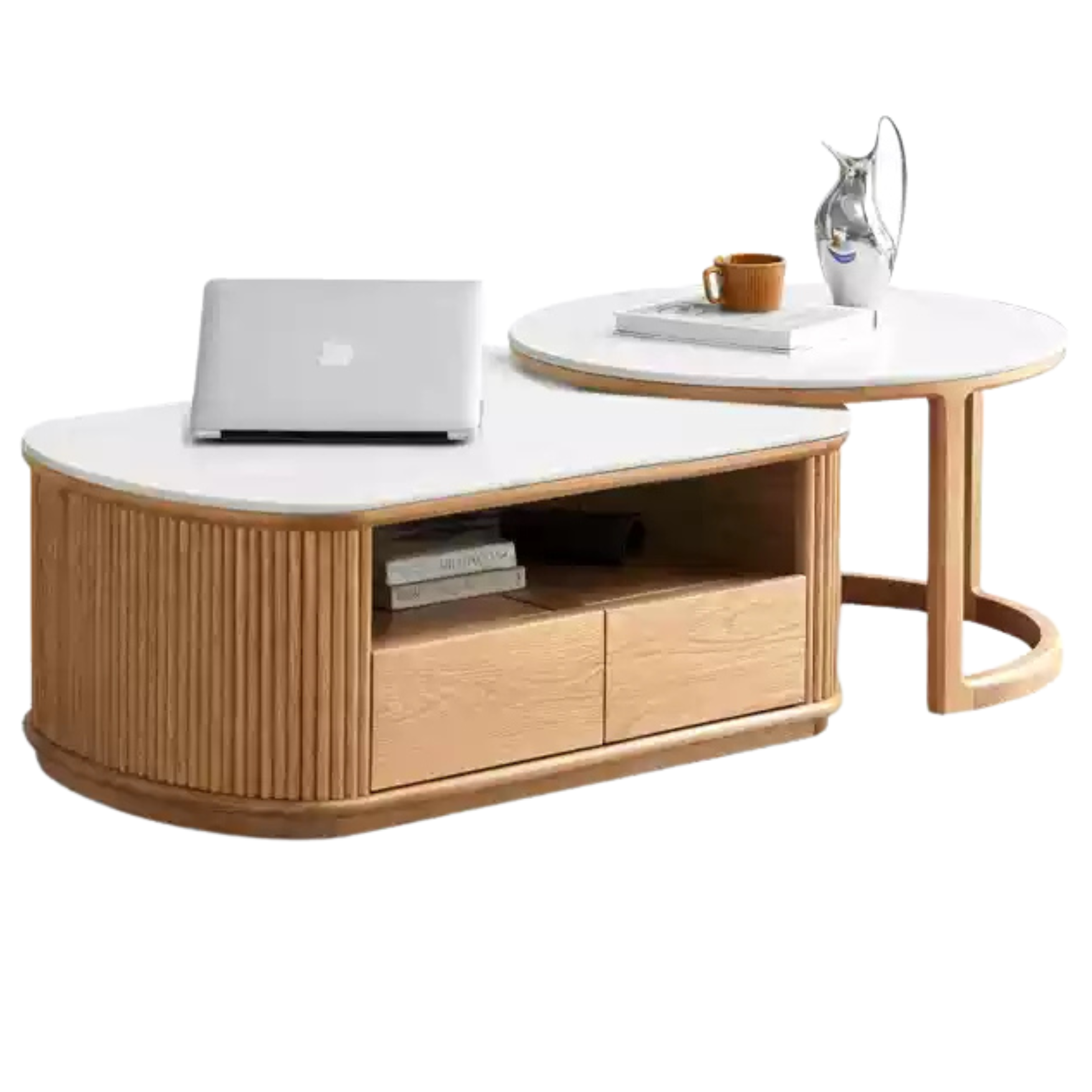 Oak, Ash Solid Wood Rock Plate Coffee Table
