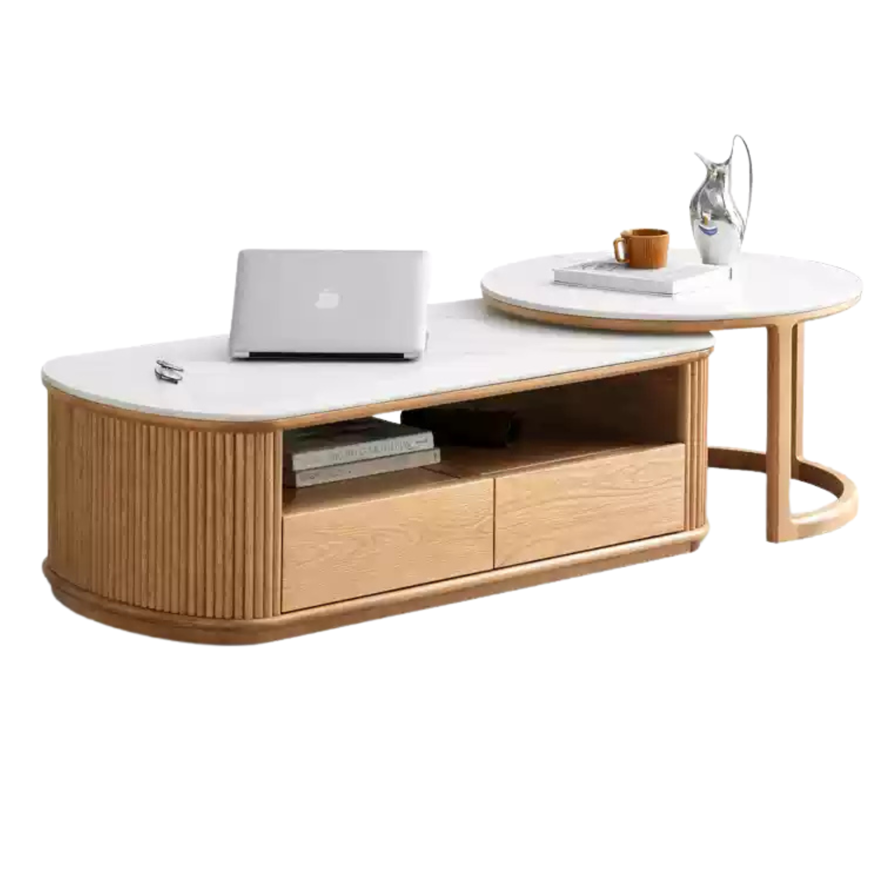 Oak, Ash Solid Wood Rock Plate Coffee Table