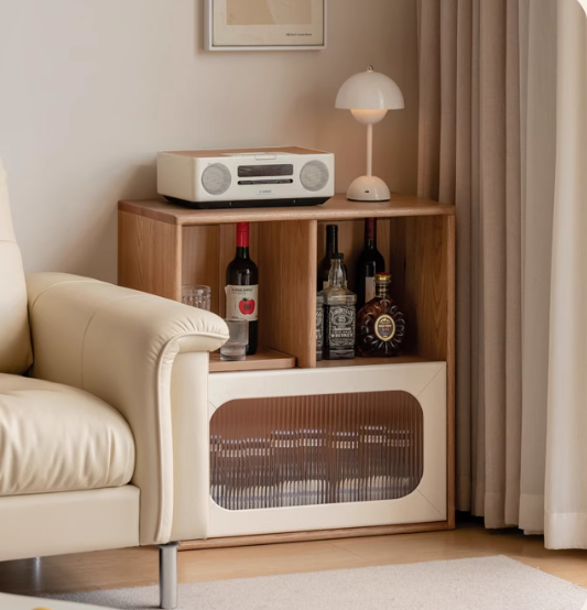 Oak, Beech Solid Wood Cream Style Module Combination Bookcase