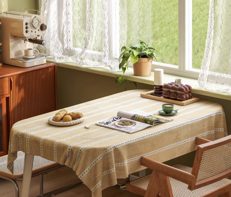 Solid Rubberwood White Cream Style Rock Board Dining Table