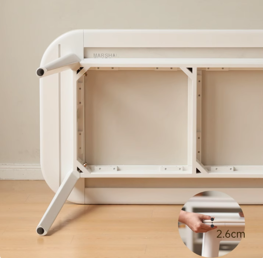 Solid Rubberwood White Cream Style Rock Board Dining Table