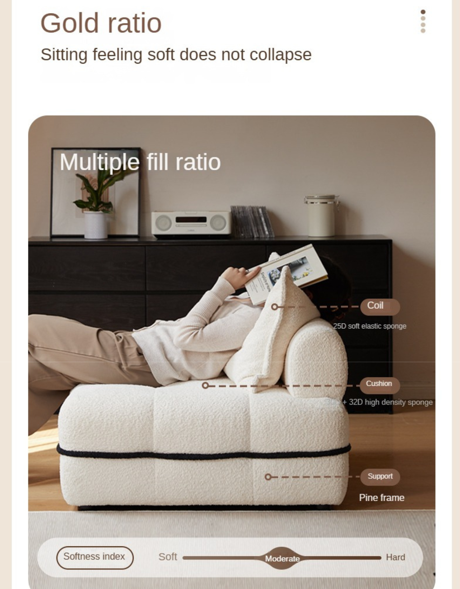 Fabric Modern Biscuit Piedmont Module Sofa,