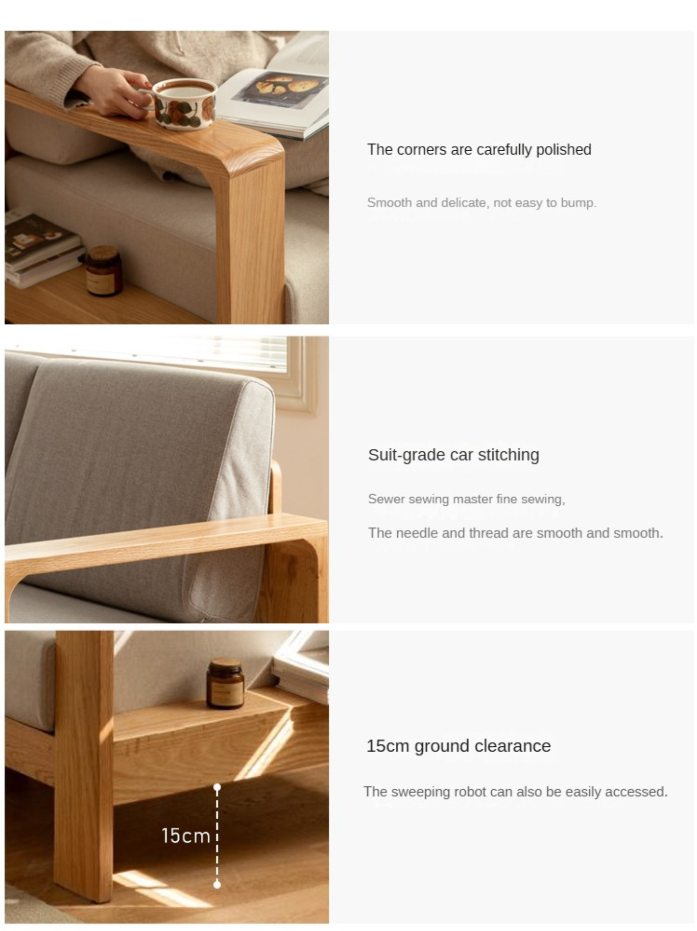 Oak, Poplar, Rubberwood, Beech Solid Wood Modern Fabric Sofa.