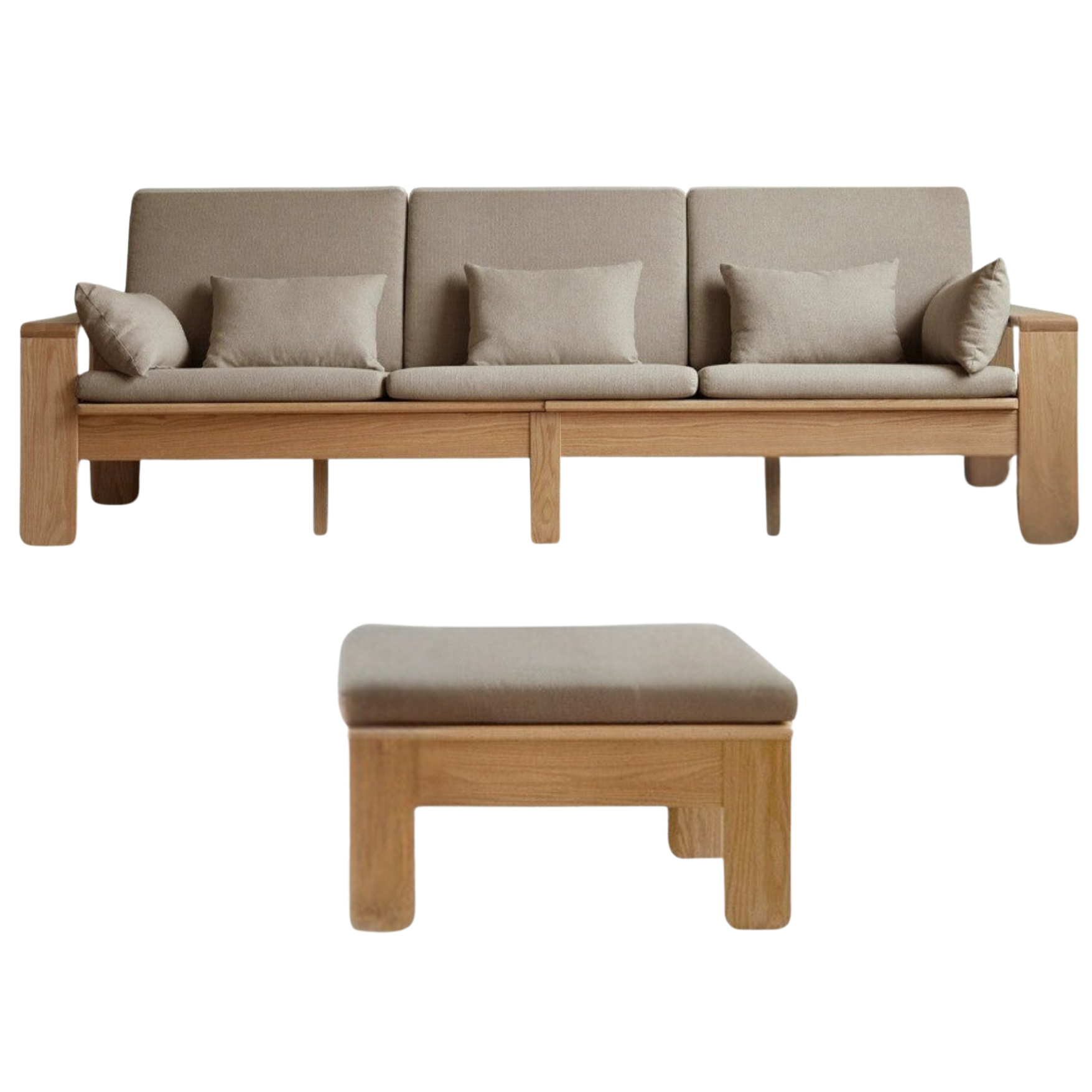 Oak, Ash Solid Wood Modern Nordic Fabric Sofa.