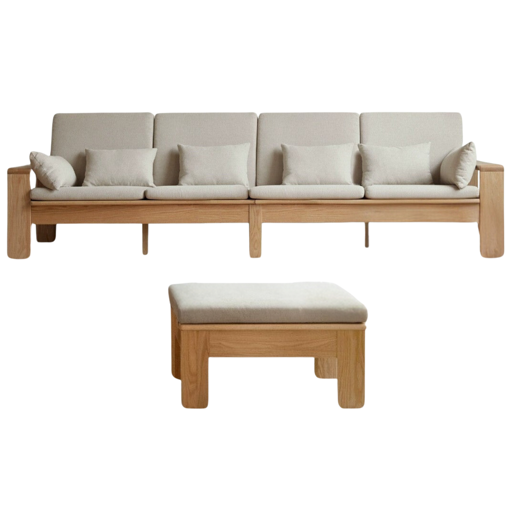 Oak, Ash Solid Wood Modern Nordic Fabric Sofa.