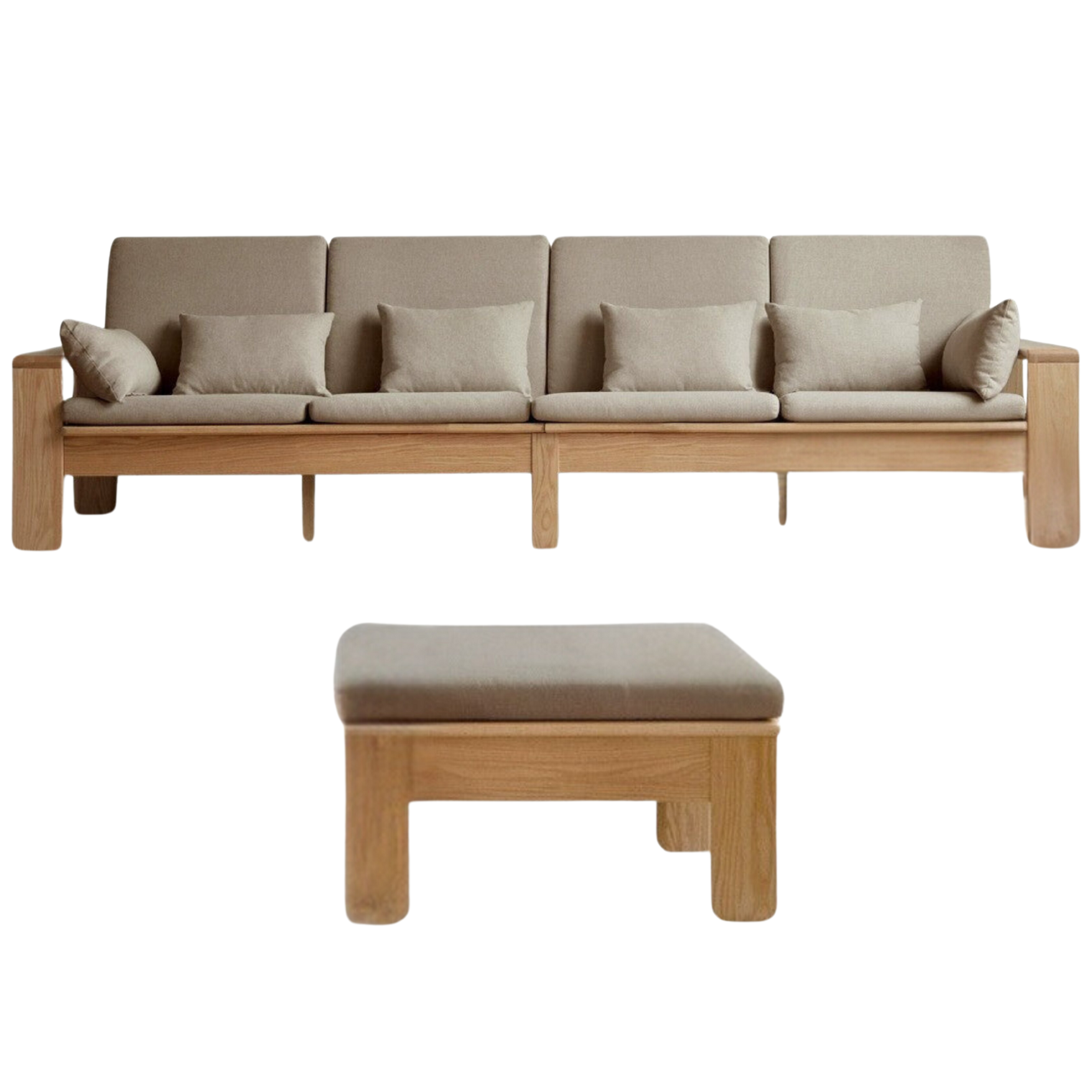 Oak, Ash Solid Wood Modern Nordic Fabric Sofa.