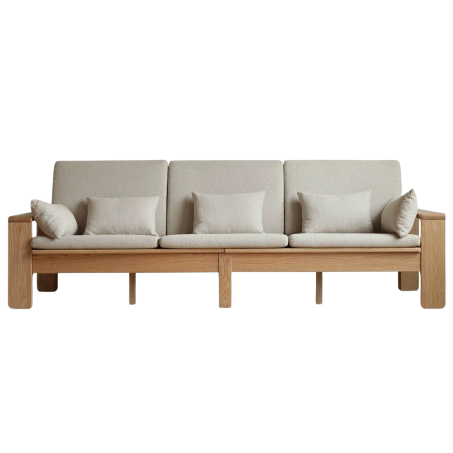 Oak, Ash Solid Wood Modern Nordic Fabric Sofa.