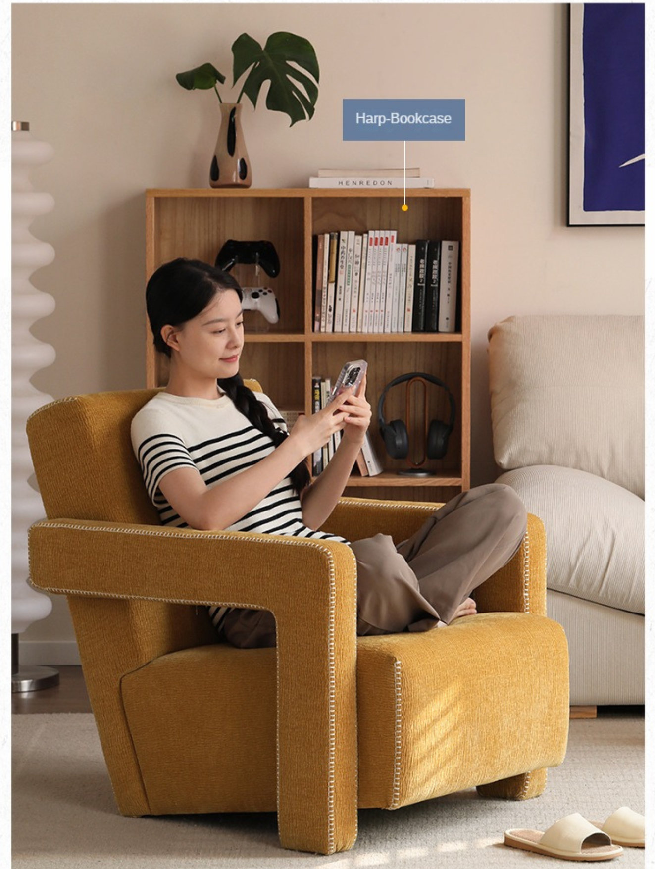 Fabric Armchair Italian Minimalist.
