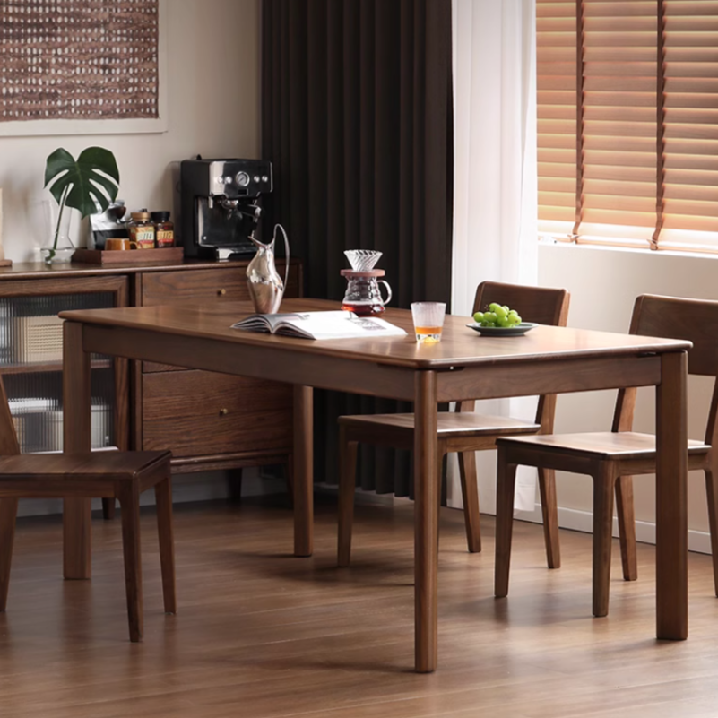 Black Walnut, Sandalwood, Ash Solid Wood Modern Rectangular Table
