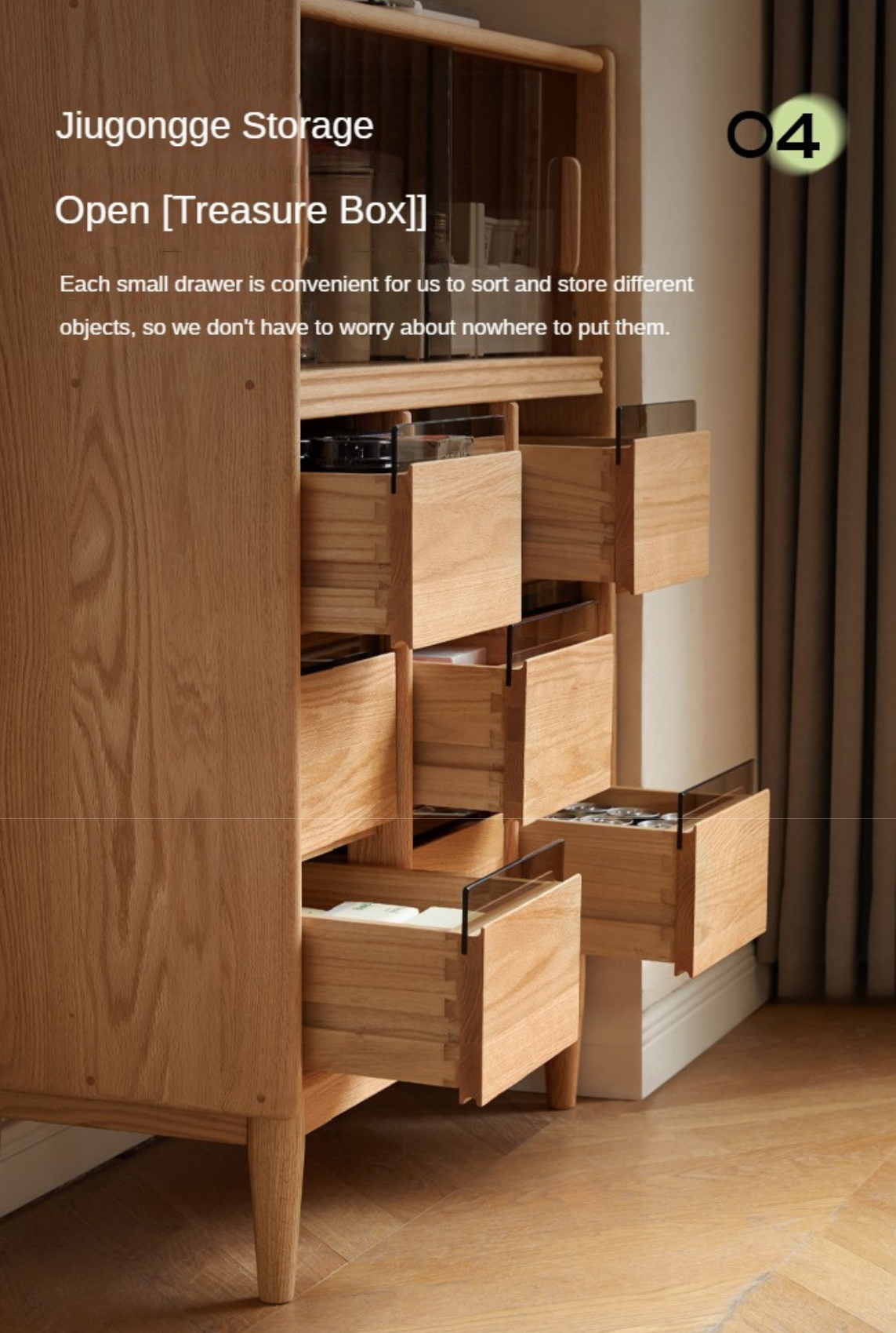 Oak Solid Wood, Solid RubberWood Dining Modern Sideboard