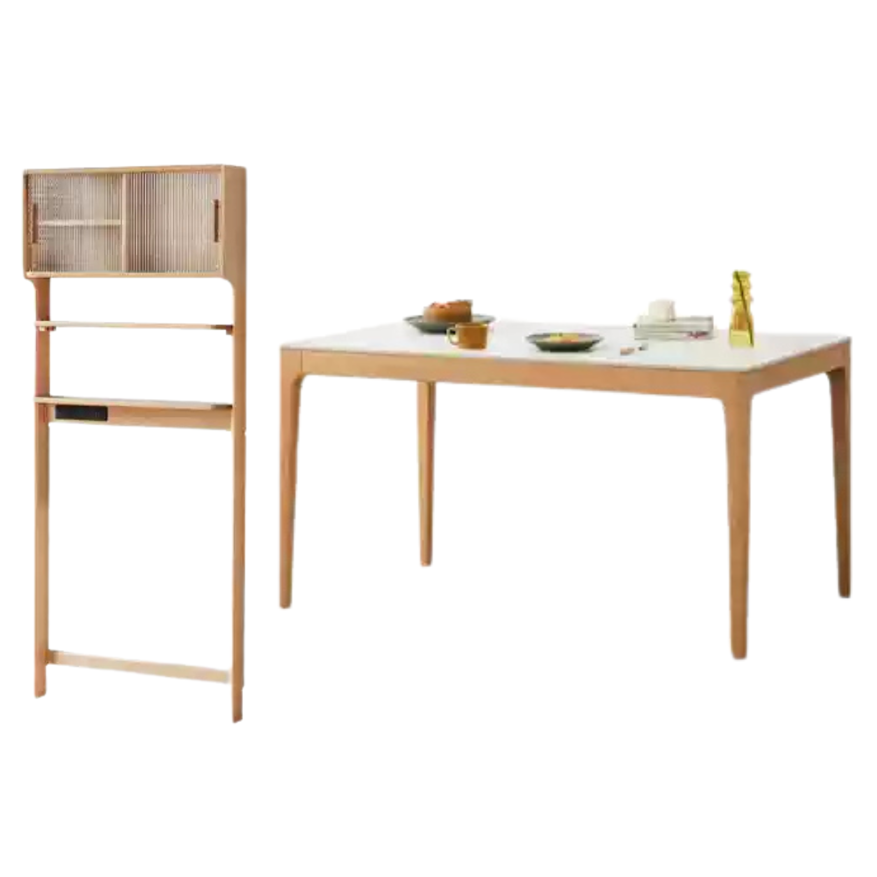 Beech Solid Wood Dining Sideboard Integrated Multifunctional Rack Household
