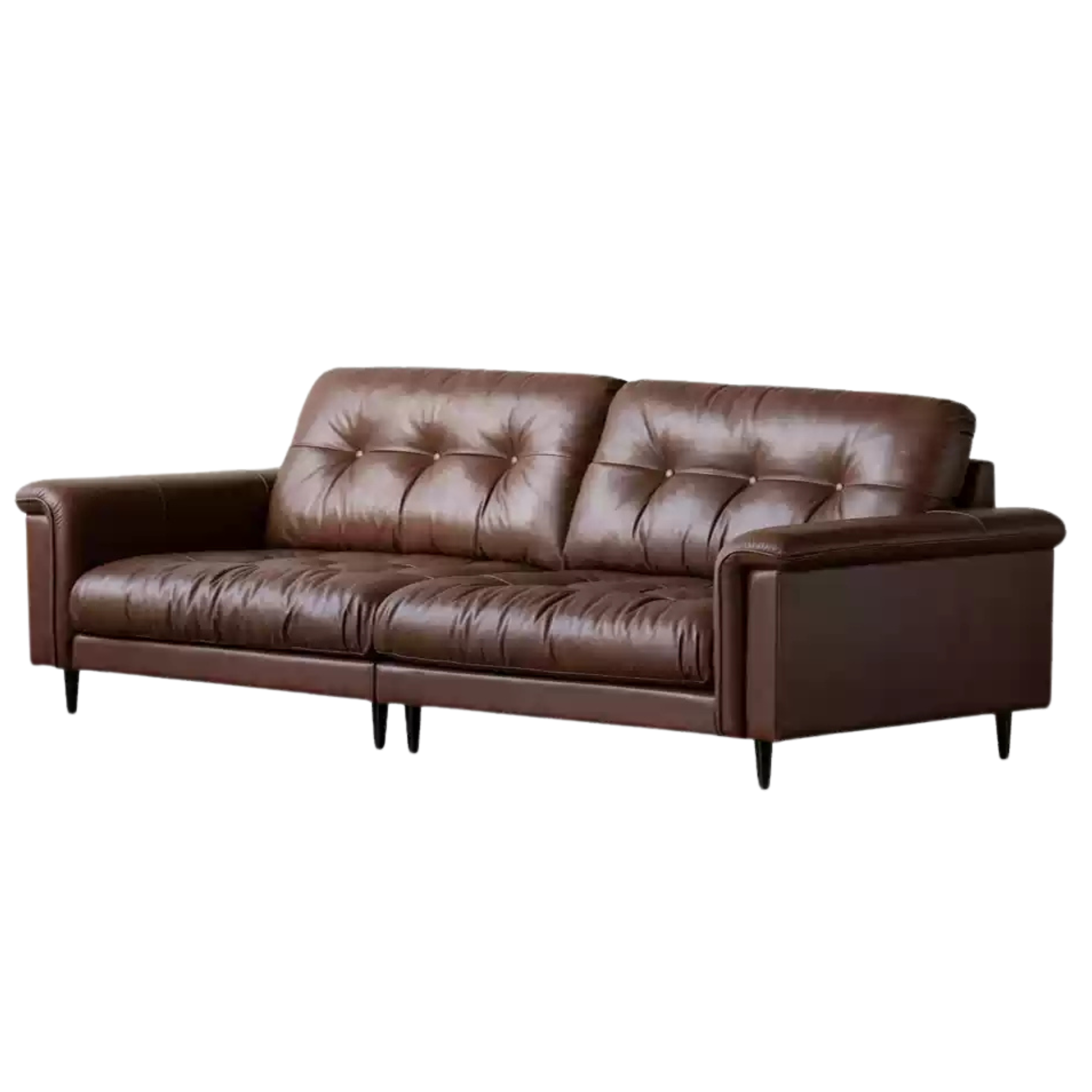 Leather Sofa American Retro Top Layer Cowhide Straight Sofa,
