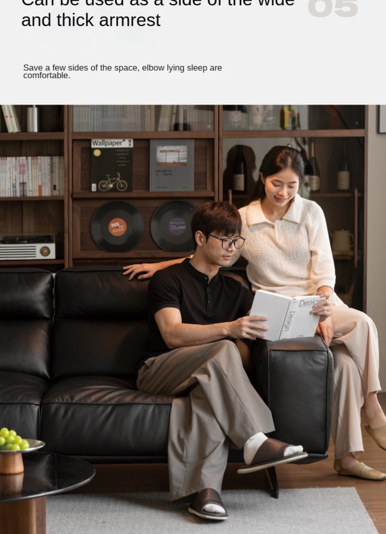 Leather High-legged Sofa Italian Minimalist Big Black Bull.