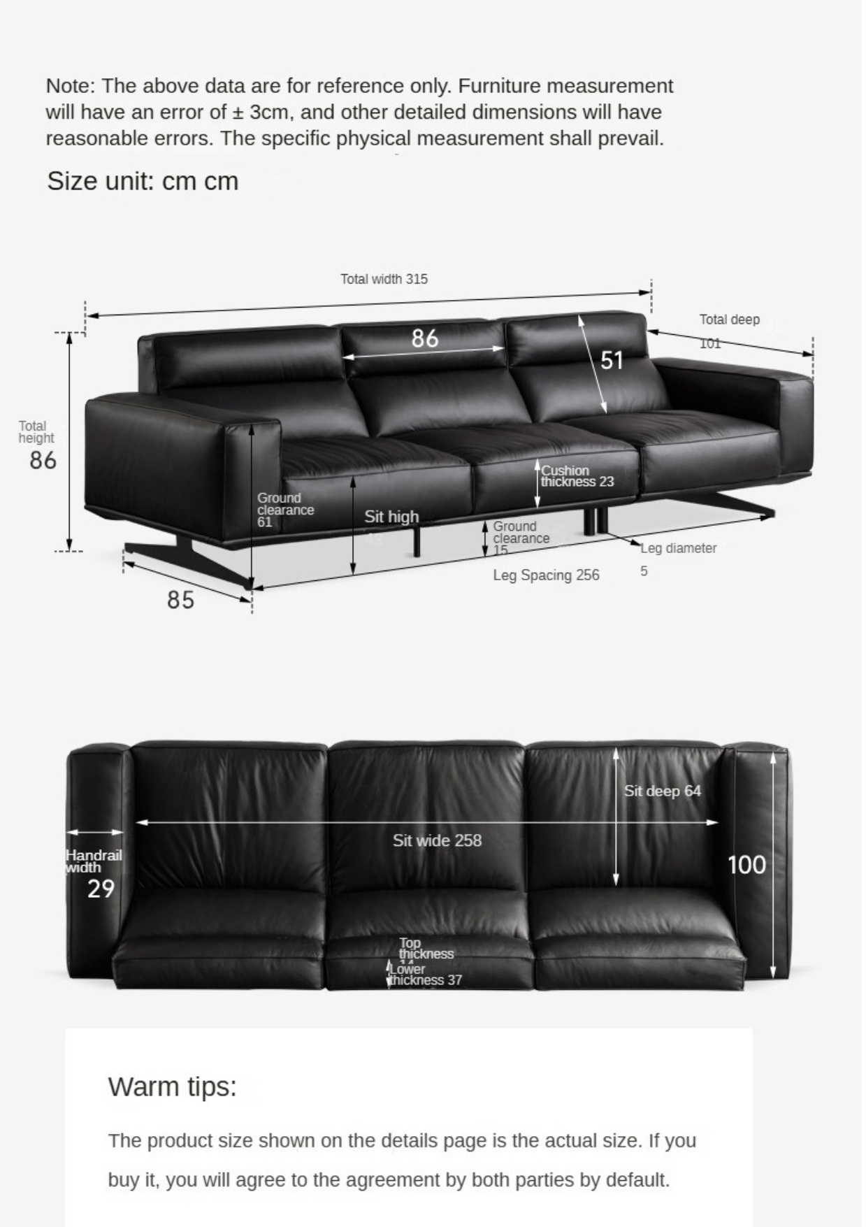 Leather High-legged Sofa Italian Minimalist Big Black Bull.