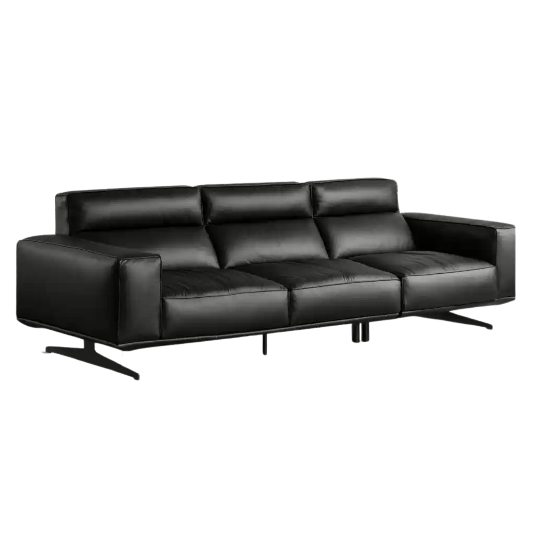 Leather High-legged Sofa Italian Minimalist Big Black Bull.