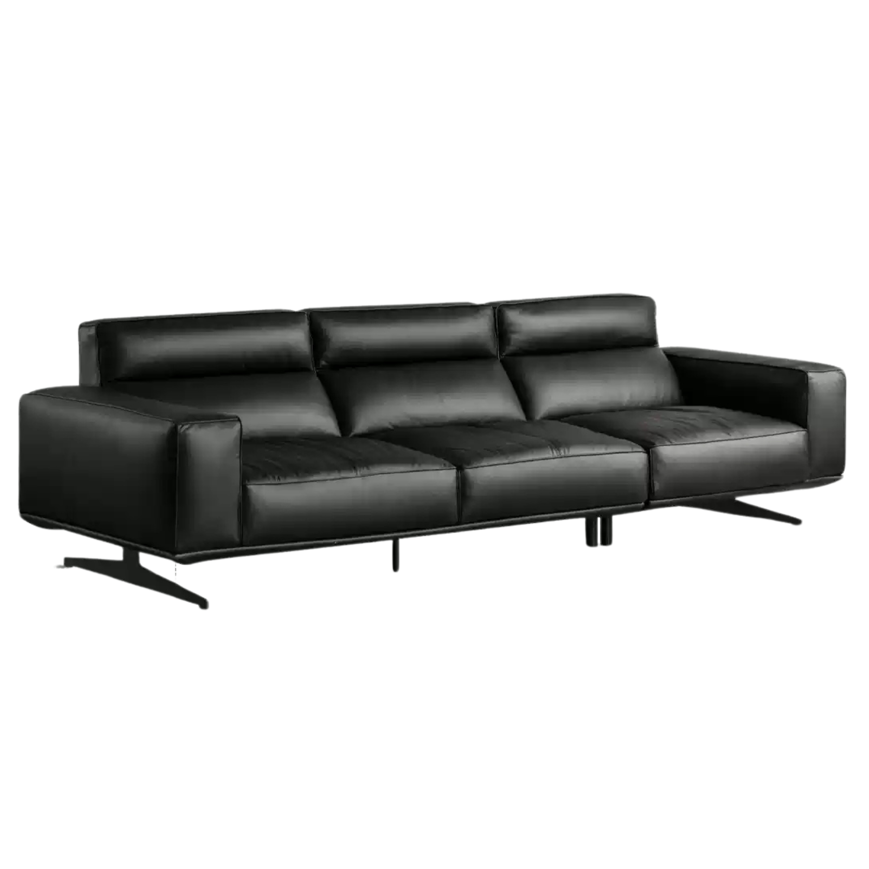 Leather High-legged Sofa Italian Minimalist Big Black Bull.