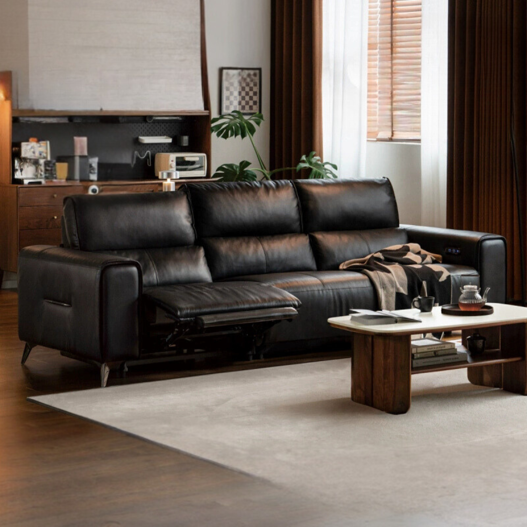 Leather Sofa Top Layer Cowhide Functional Sofa.
