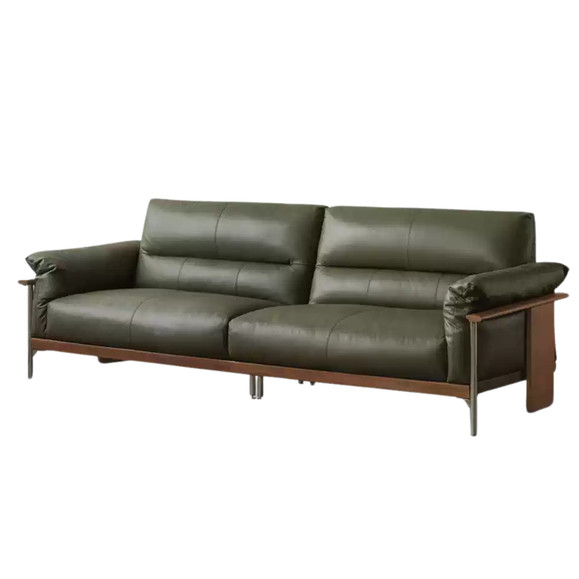 Black Walnut Solid Wood Italian Leather Sofa-